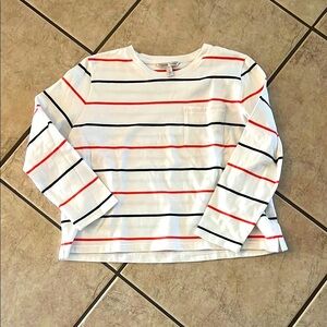 Banana Republic White and Black and Red Long Sleeve Tee